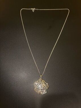Delicate Rose Pendant Necklace - Silver Tone6262
